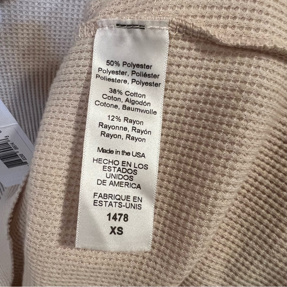 Michael Stars Marcy Thermal Cowl Neck Tunic Top Stucco Size XS NWT Neutral Cozy - Picture 4 of 6